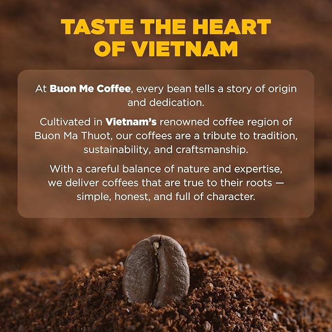 Buon Me Coffee Premium Arabica Ground Coffee Medium Roast 100% Original Arabica Coffee Beans Medium Roast Vietnamese Coffee Strong Flavor for Espresso 17.6oz Bag