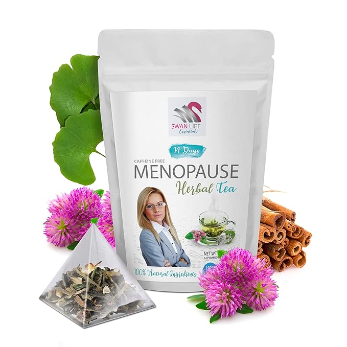 black cohosh for menopause - MENOPAUSE HERBAL TEA 14 days caffeine free black cohosh gingko leaf red clover herb cinnamon chip eleuthero licorice - licorice root extract for menopause 1 Bag