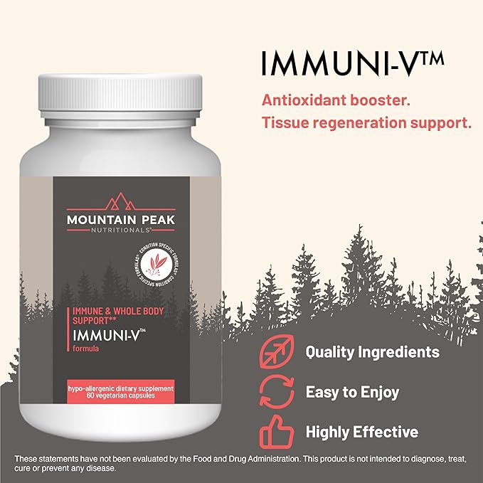 Mountain Peak Nutritionals Immuni-V &amp Sleep Easy Combo Pack - Herbal Supplement Duo with Antioxidants &amp Melatonin - Immune Support &amp Relaxation Formula - 60 Vegetarian Capsules Each