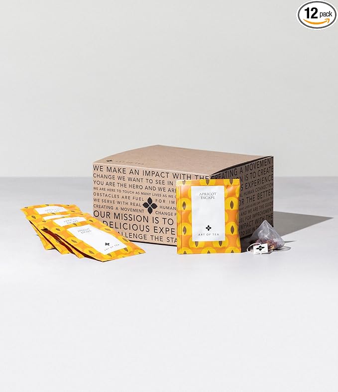 Art of Tea | Apricot Escape - Caffeine Free | 50 Pyramid Tea Bag Sachets