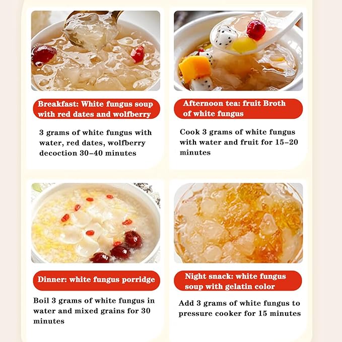 White Snow Fungus Tremella 银耳 去根特级银耳 Snow Fungus Mushroon Tremella Fuciformis Mushroom 100g/3.5oz Make Soup and Porridge 银耳红枣羹