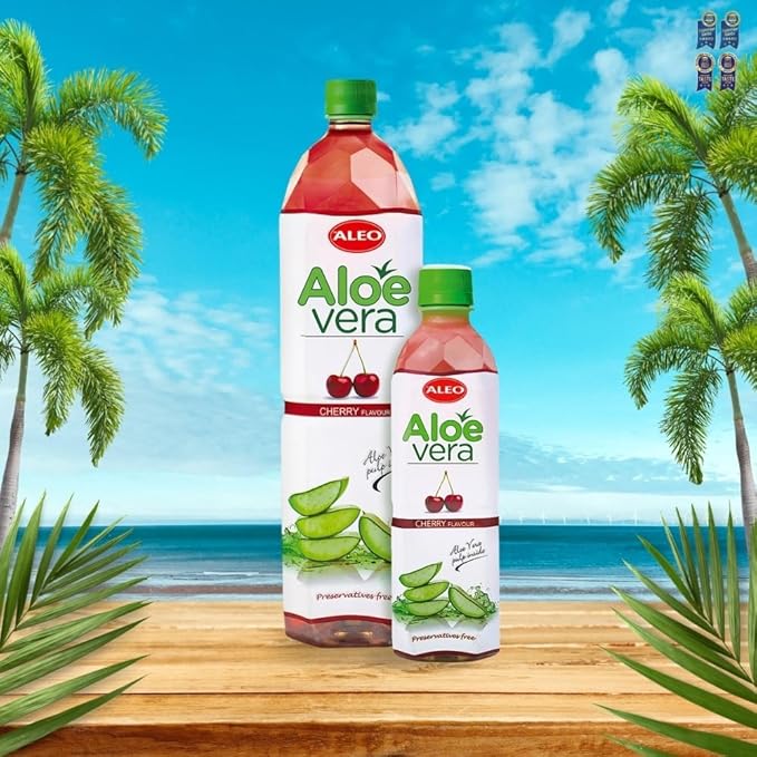 ALEO 1.5L Premium Cherry Aloe Vera Drink - Natural No Preservatives No Artificial Colors Superior Taste Award 2025