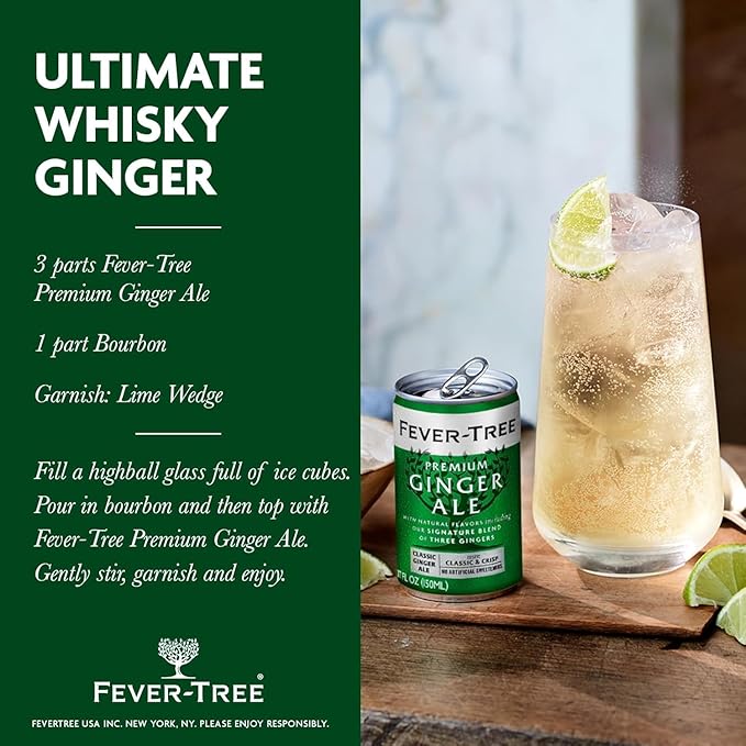 Ginger Ale - Premium Quality Mixer - Refreshing Beverage for Cocktails &amp Mocktails. Naturally Sourced Ingredients No Artificial Sweeteners or Colors - 150 ML Cans - Pack of 8