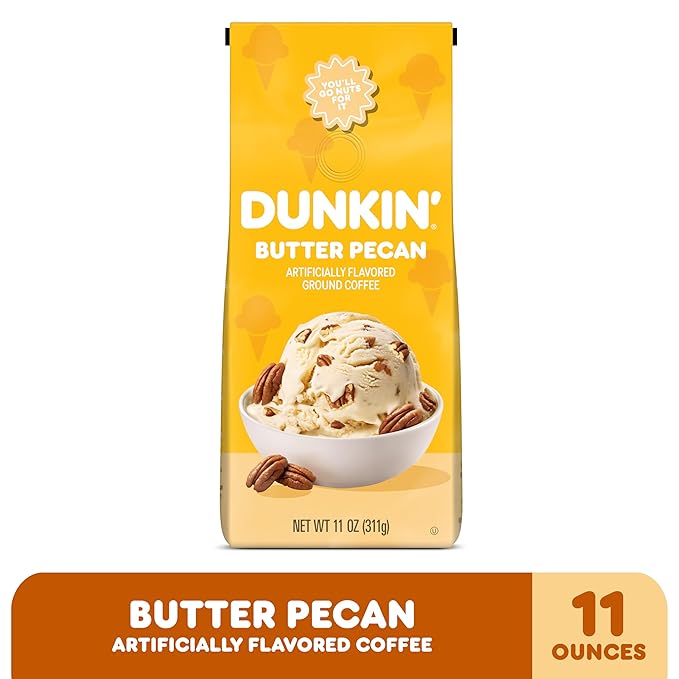 Dunkin’ Butter Pecan Artificially Flavored Coffee Ground Coffee 11 oz. Bag