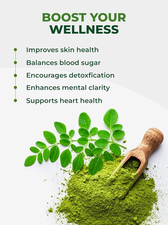 PURA VIDA MORINGA Organic Moringa Leaf Powder Premium 100% Leaf Powder Single Origin - USDA Organic Moringa Oleifera Perfect for Smoothies &amp Recipes 8 oz