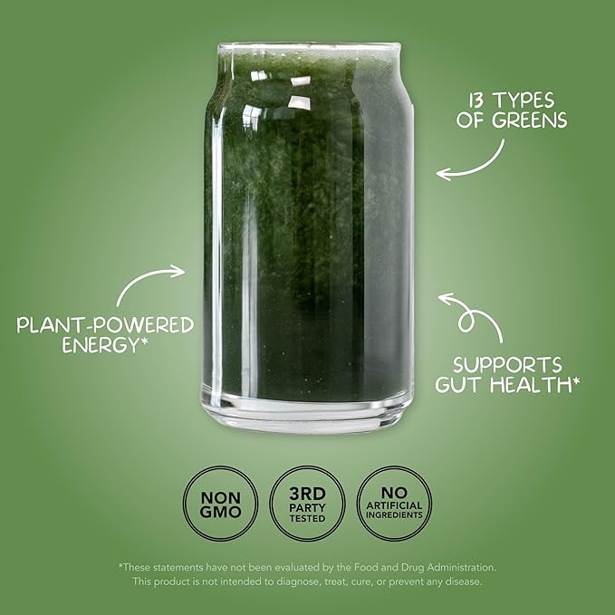 Clean Simple Eats Super Greens Powder Naturally Flavored Greens Powder with Chlorella Spirulina Superfoods &amp Prebiotic Fiber No Artificial Ingredients Gluten Free Classic Greens Flavor 30 S