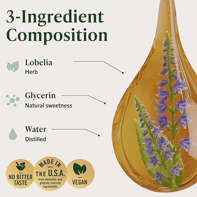 HERBAMAMA Lobelia Tincture - Vegan Lobelia Leaf Extract for Lung Detox &amp Cleanse - Respiratory Lung Support Drops - Non-GMO Alcohol &amp Sugar-Free Respiratory Support Supplement