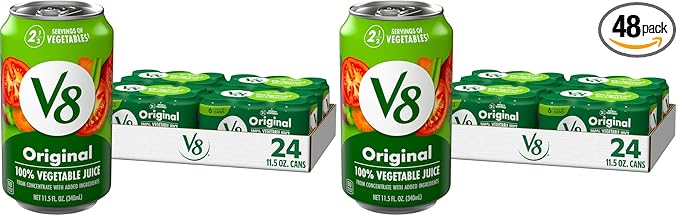 V8 Vegetable Juice 100% Original 11.5 fl oz | 24 Cans Total | 4 Cases of 6
