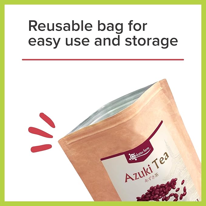 Onkatsu Farm Azuki Bean Premium Japanese Tea Bags Rich Nutty Flavor Hot or Iced Caffeine Free 40 Total Tea Bags