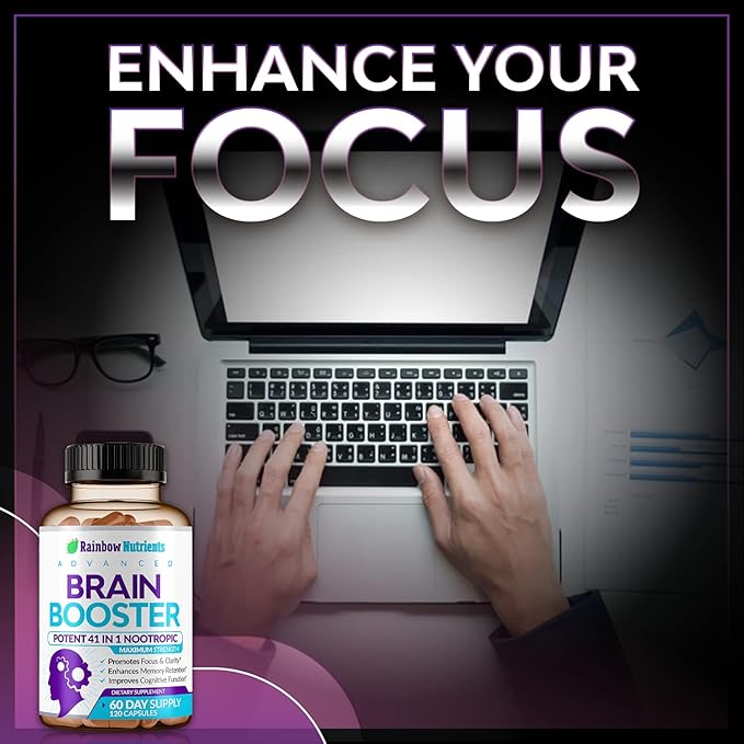 40-in-1 Brain Booster Supplements for Memory Focus Clarity Energy Performance | Natural Nootropic Brain Support Supplement with DMAE Bacopa Monnieri &amp More | For Men &amp Women | 120 V Capsu