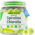 Organic Spirulina + Chlorella Gummies High in Vegan Protein Chlorophyll Nutrient Dense Green-Blue Algae +Super Greens Vitamin C D3 Zinc B12 for Daily Energy Cleanse Antioxidant Immune 60Cts