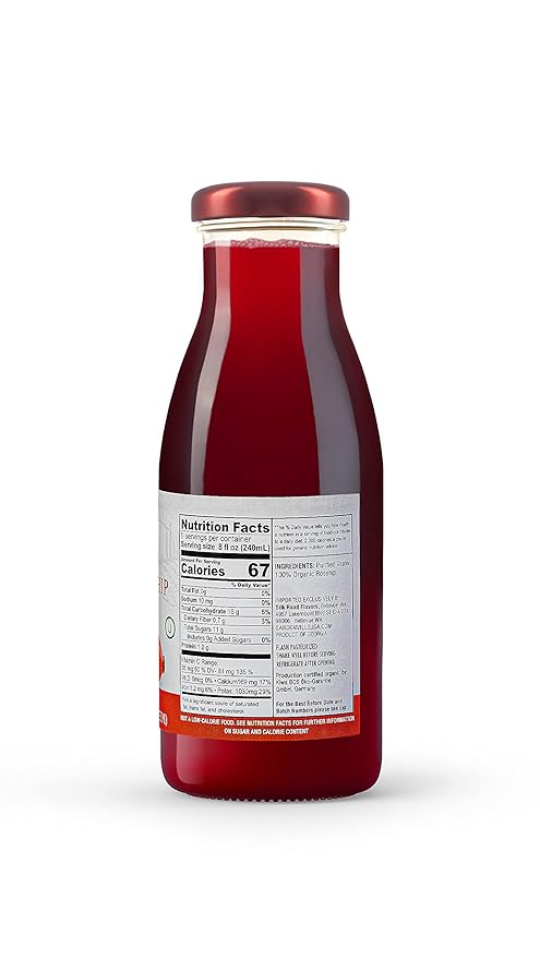 Gardenville Organic Roseship Juice (Pack of 12) USDA Organic No Added Sugar U Kosher Certified Pasteurized 8.4 oz Glass Bottles (Roseship)