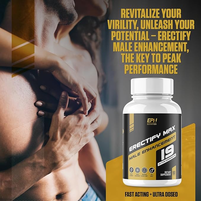 ERECTIFY MAX Pills for Men Fast Acting Erection Support | New Ultra Dosed Male Enhancement to Maximize Blood Flow Thickness &amp Boost Libido | Horny Goat Weed + 18 Ingredients - 60 Tablets