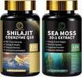 Shilajit for Men Sea Moss and Shilajit Bundle All in 1 Supplements with Coenzyme Q10 Black Seed Ashwagandha Taurine Burdock for Energy Endurance Antioxidant &amp Immune Support 240 Capsules