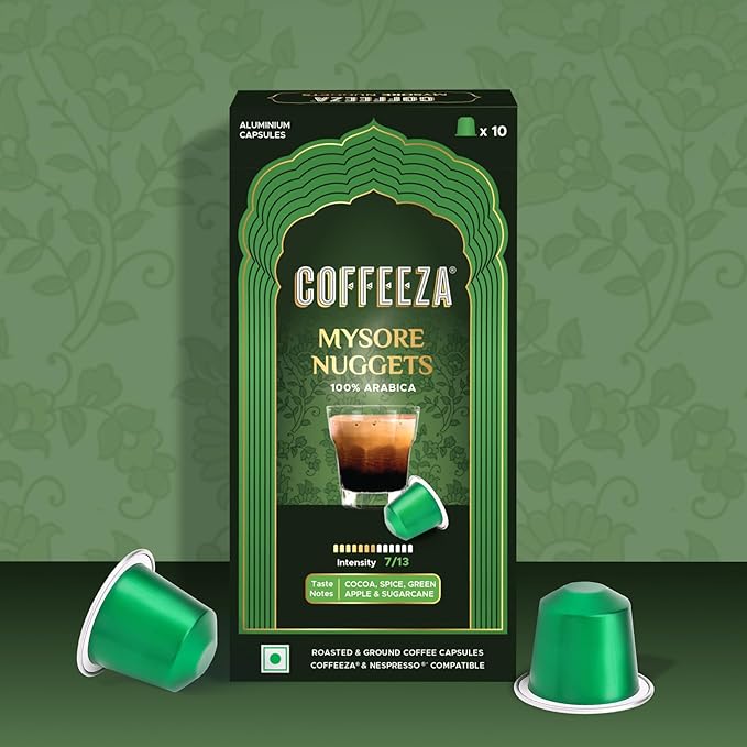 Coffeeza (AAA Arabica Grade) Mysore Nuggets Aluminium Coffee Capsules Intensity – 7/10 -(Box of 30)
