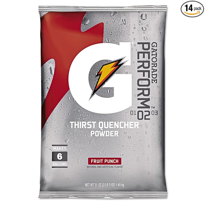 14/PACK QUAKER OATS 33690 FRUIT PUNCH 6 GALLON SIZE GATORADE INSTANT POWDER