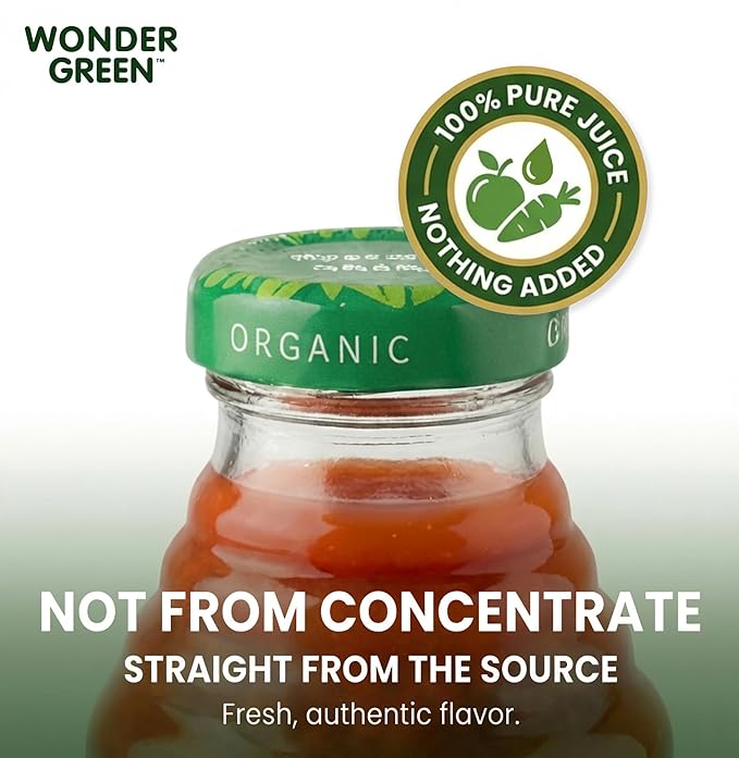 Wonder Green 100% Organic Cold Pressed Juice Variety Pack  8.45 oz (6 Pack) | 2 Veg8 + Cayenne 2 Clean Green 2 Carrot Celery Kale | Vegetable Juice Blend All Natural No Additives or Preservativ