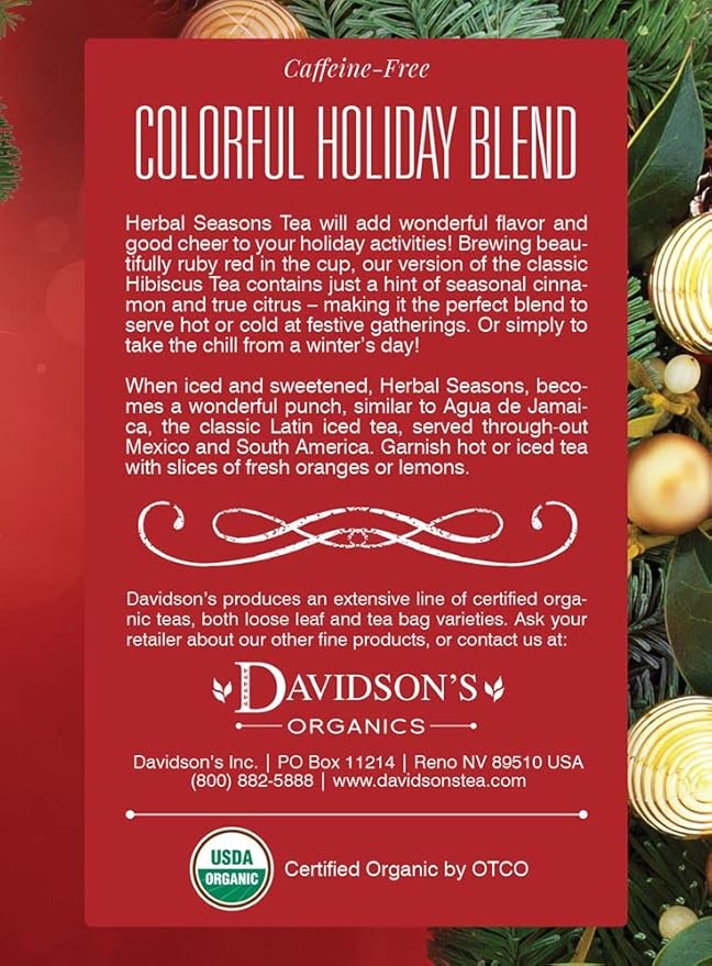 Davidson's Organics Herbal Seasons Tea 8-count Tea Bags Pack of 12