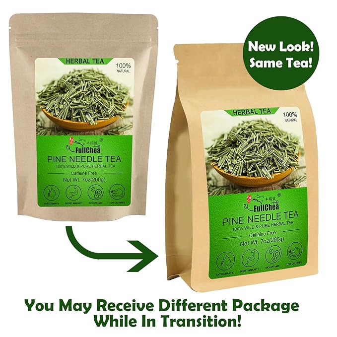 FullChea - Dried Pine Needle Tea - 7oz/200g - Premium Red Pine Needles Loose Leaf Herbal Tea - Non-GMO - Better Than White Pine Needle Tea - Caffeine-free - Cut &amp Sifted (Pack of 2)