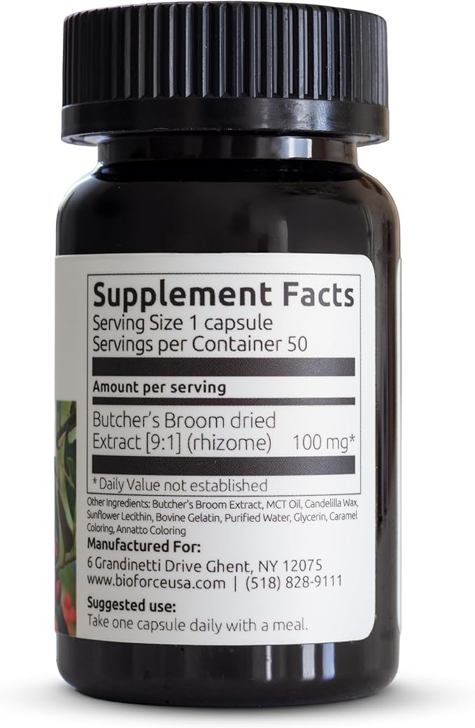 Sanhelios Circu Caps Higher Dose Max Potency Butcher's Broom Extract 900mg - Herbal Support Supplement for Healthy Blood Flow Veins &amp Circulation in Legs - 100 Capsules - 2 Pack