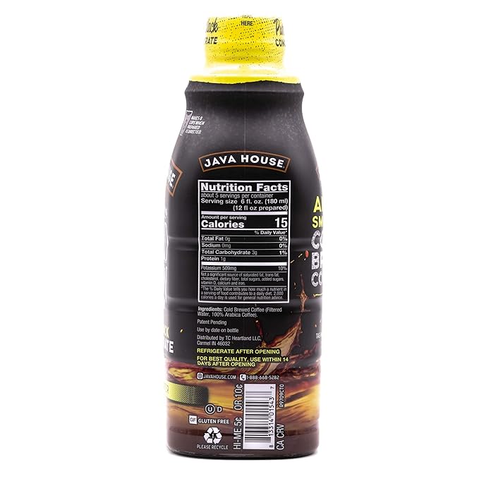 Java House Cold Brew Coffee Colombian Liquid Concentrate Bottle 32 Fl Oz