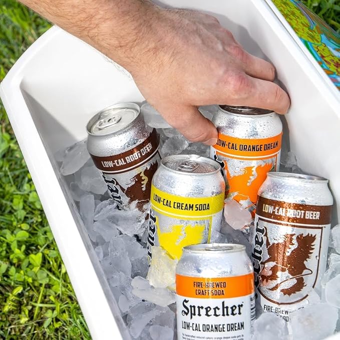 Sprecher Low-Cal Cream Soda 16 fl oz Cans (12 Pack) Fire-Brewed Craft Diet Soda with Real Honey Handcrafted Reduced Calorie Cream Soda Caffeine-Free Gourmet Beverage