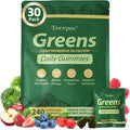 Greens Daily Gummies Superfood Fruits and Veggies Blend with Spirulina Chlorella Prebiotics &amp Fiber Adaptogens Multivitamin Supplement for Women &amp Men Digestive Health Non-GMO 240 Count