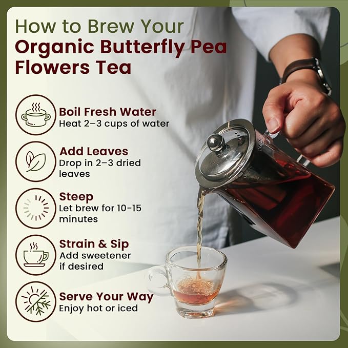 Organic Way Dried Blue Butterfly Pea Flowers (Whole) Herbal Tea | Organic Vegan Non GMO &amp Gluten Free | USDA Certified | 100% Raw from Sri Lanka 16 Oz (Pack of 1)