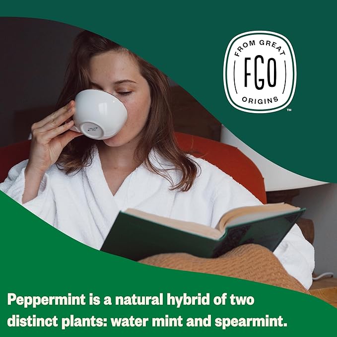 FGO Organic Peppermint Tea 100 Count Eco-Conscious Tea Bags Caffeine Free Packaging May Vary (Pack of 1)