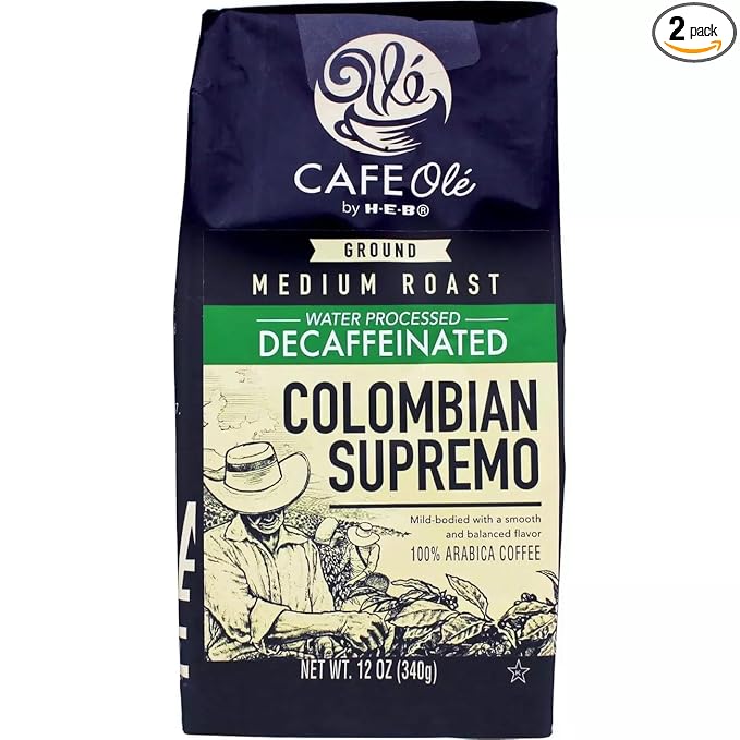 CAFE Olé by H‑E‑B Medium Roast Decaf Colombian Supremo Ground Coffee 12 oz 2 Bags