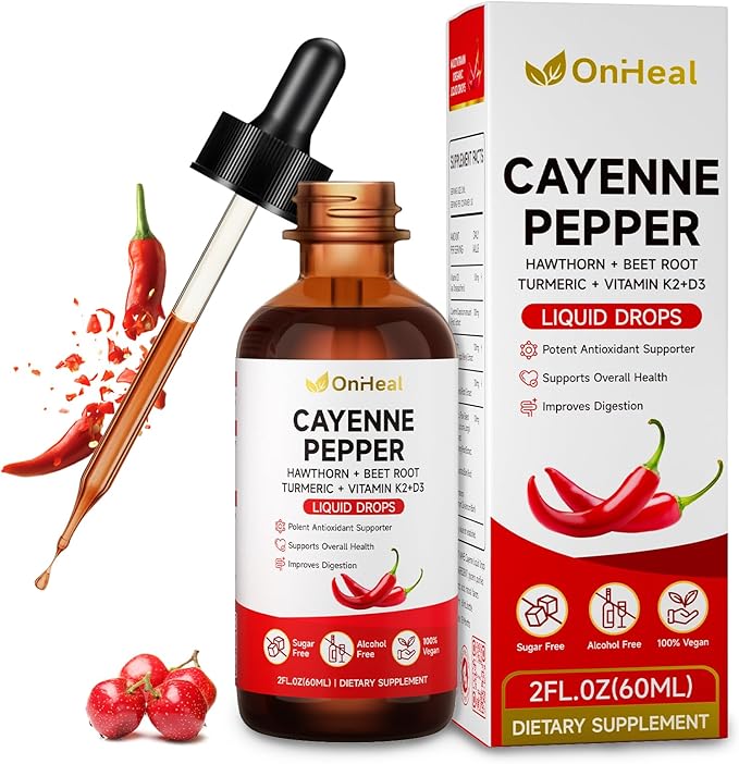 Pure Capsaicin Extract Contains Hawthorn Beetroot Turmeric Vitamins K2 and D3 Ginseng Ceylon Cinnamon - Capsaicin Supplement for Health Benefits - 60ml