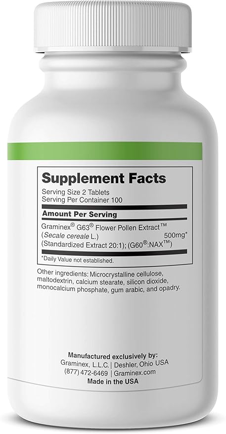 Graminex PollenAid Prostate Supplement: All Natural Prostate Support for Bladder Control &amp Urinary Tract Health Rye Pollen Extract Made in USA 200 Tablets