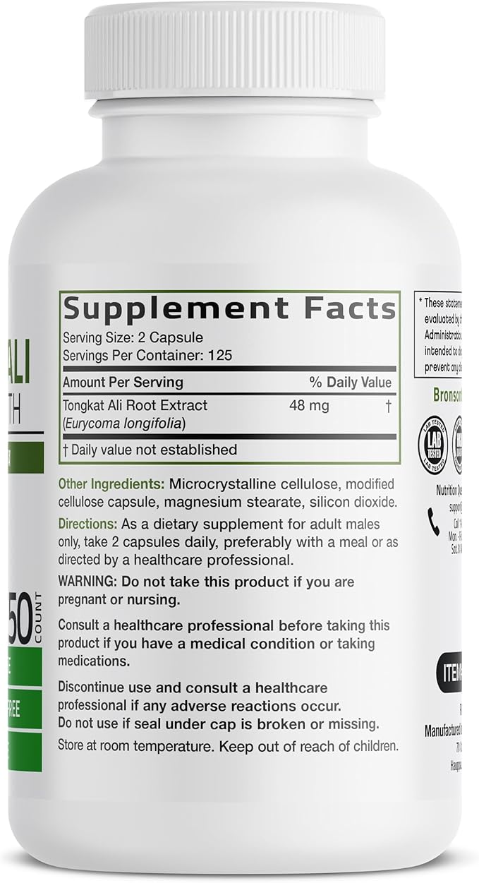 Bronson Longjack Tongkat Ali Extra Strength 250 Vegetarian Capsules