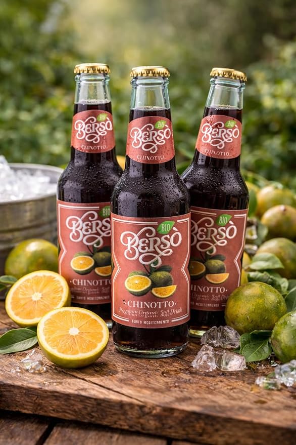 Berso Chinotto Italian Soda 6-Pack – Authentic Sparkling Citrus Soft Drink with Bitter Orange Flavor – Premium Italian Beverage for Aperitivo &amp Cocktails – Refreshing Mediterranean Soda