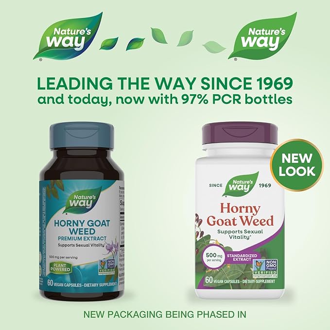 Nature's Way Horny Goat Weed Premium Extract Sexual Vitality* Non-GMO Vegan 60 Capsules
