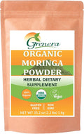 Grenera Organic Moringa Powder - 2.2 lbs (35.2 oz) | Moringa Oleifera Leaf Powder Lab Tested for Purity | Moringa Powder Organic Perfect for Smoothies Drinks Tea &amp Recipes | 100% Raw from India