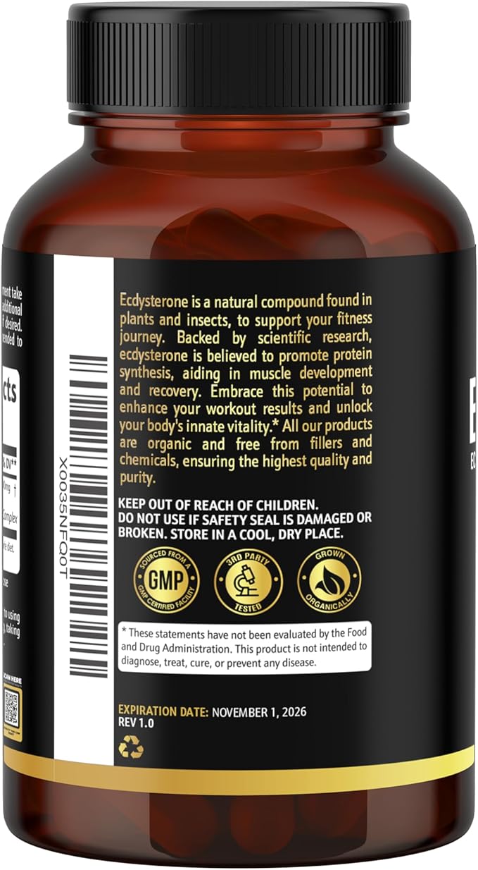 Earth Elixir Ecdysterone Supplements 900mg (180Capsules) – Made in USA - Muscle Building Supplements for Men w/ 95% Beta Ecdysterone w/Hydroxypropyl-β-Cyclodextrin for Enhanced Bioavailability