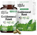 Wild &amp Organic Goldenseal Root Capsules 1000mg - Immune &amp Lung Support - 120 Goldenseal Powder Capsules - 2 Month Supply - Vegan No Fillers Non-GMO