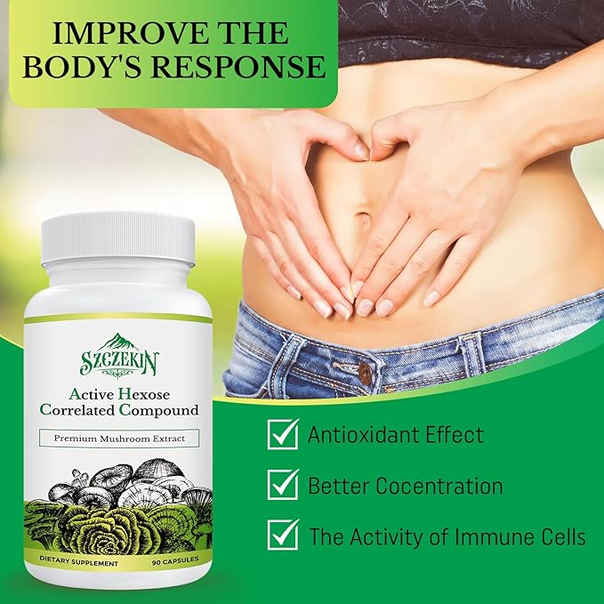 Active Hexose Correlated Compound 1500 mg Supplement Natural 8 Mushroom Extract Supplement Immune System Liver Function Natural Killer and T Cells Activity 540 Veggie Capsules