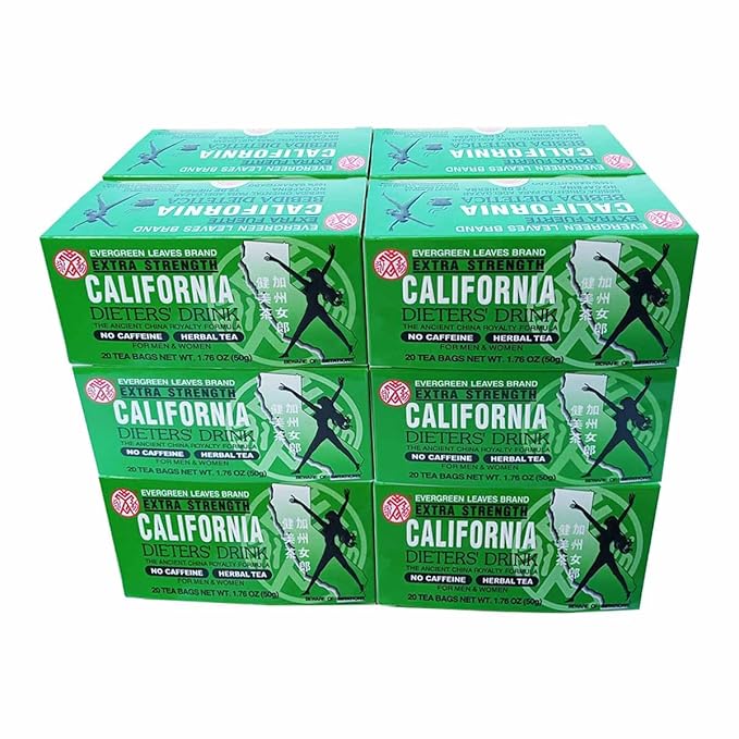 12 Packs Evergreen Leaves Brand Extra Strength California Dieters' Drink Caffeine Free Herbal Dietary Tea Senna-infused total 240 Tea Bags