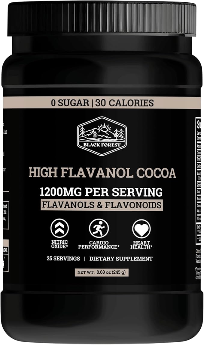 Black Forest High Flavanol Cocoa Powder (1200mg Flavanols &amp Flavonoids Supplements)10X More Flavanols (Epicatechin) Than Cocoa &amp 600mg of Epicatechin Supplement for Heart Health Nitric Oxide