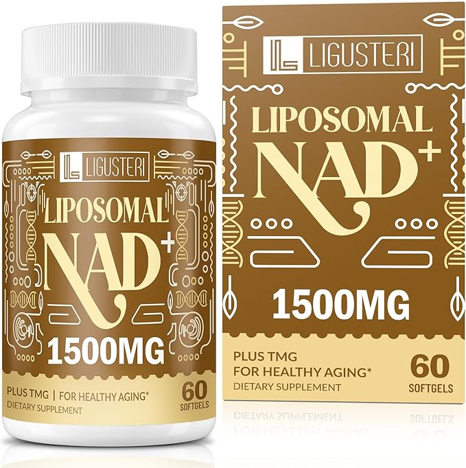 1500 MG Liposomal NAD+ 98%+ Absorption NAD+ Supplement for Women &amp Men with TMG for Aging Defense Cellular Energy Heart &amp Brain Function Longevity 60 Softgels