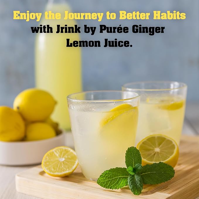 JRINK by Purée Ginger Lemon Juice Cold Pressed Juice Cleanse with Organic Lemon Ginger Detox Drink from Raw Fruit and Vegetable No Preservatives Healthy Cleanse 16oz Bottles 18 Pack