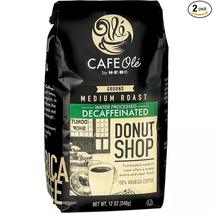 CAFE Olé by H‑E‑B Medium Roast Decaf Donut Shop Ground Coffee 12 oz 2 bags