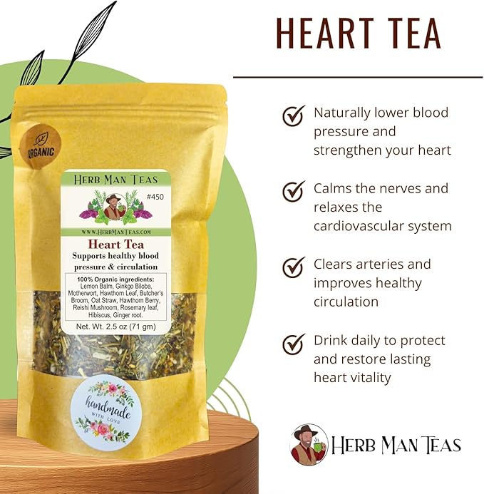 Heart Tea Hawthorn Berries Reishi Mushrooms. Proven Used clinically for high BP Natural Organic Non-GMO by Master Herbalist Khabir