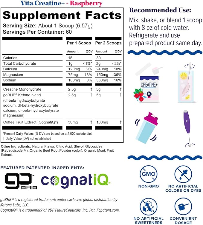 Vitauthority Multi Collagen Burn Energy: Hydrolyzed Protein Peptides with Hyaluronic Acid and Creatine Monohydrate Powder for Women Micronized Creatine Monohydrate with goBHB &amp CognatiQ