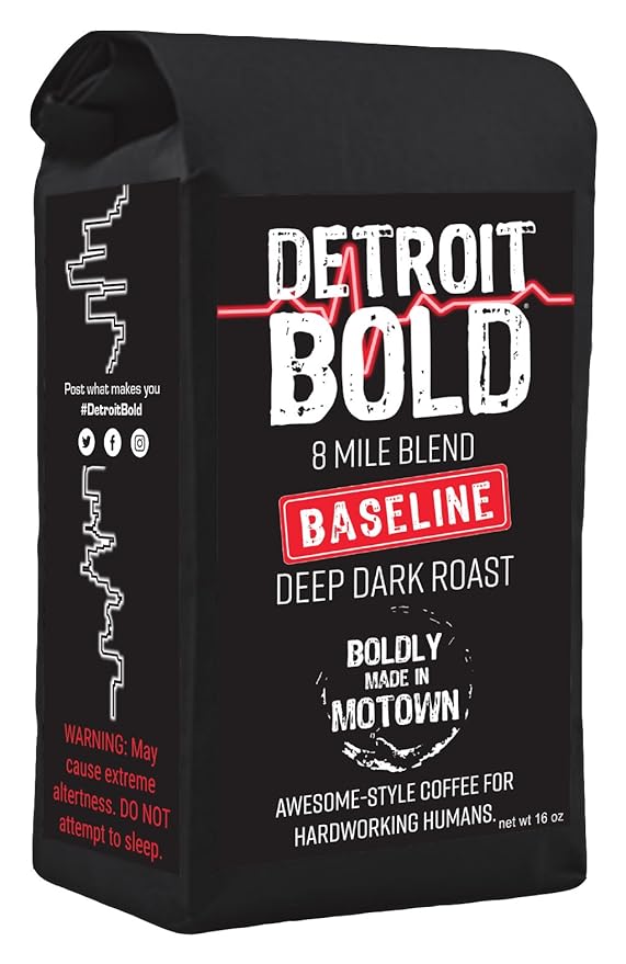 America's. Boldest. Coffee. Dark Roast - Whole Bean - 16 Ounce Bag - 100% Arabica - Detroit Bold Coffee Baseline Blend