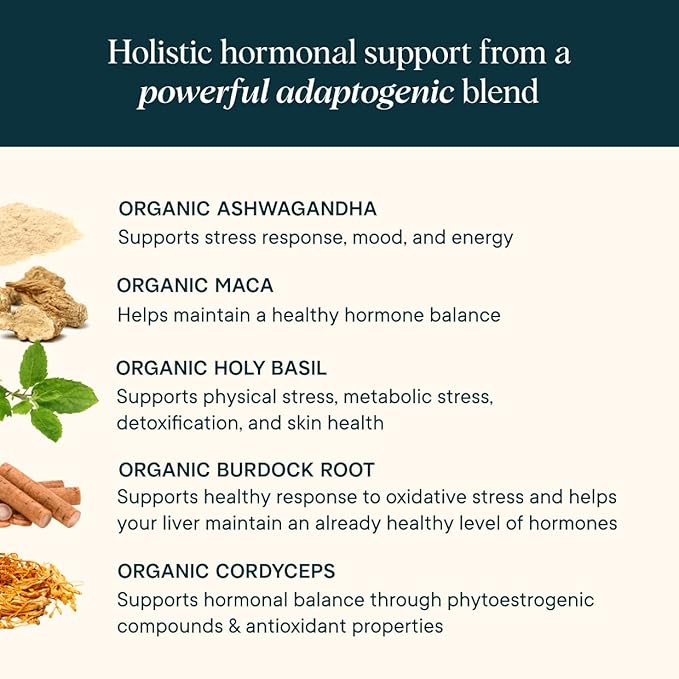 Ora Organic Natural Hormone Balance Supplement &amp Hormonal Acne Relief for Women - Support Skin Mood Energy PMS &amp Menopause - Ashwagandha Maca Burdock Root Cordyceps &amp VIT C - 90 Caps