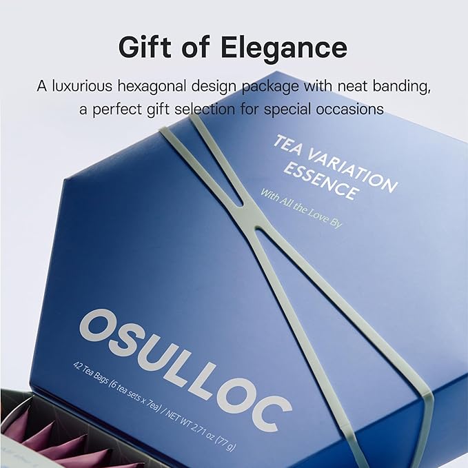 OSULLOC TEA VARIATION ESSENCE (42 Count 6 Types x 7 ea) Premium Tea Gift Set Special Thank You Card attached