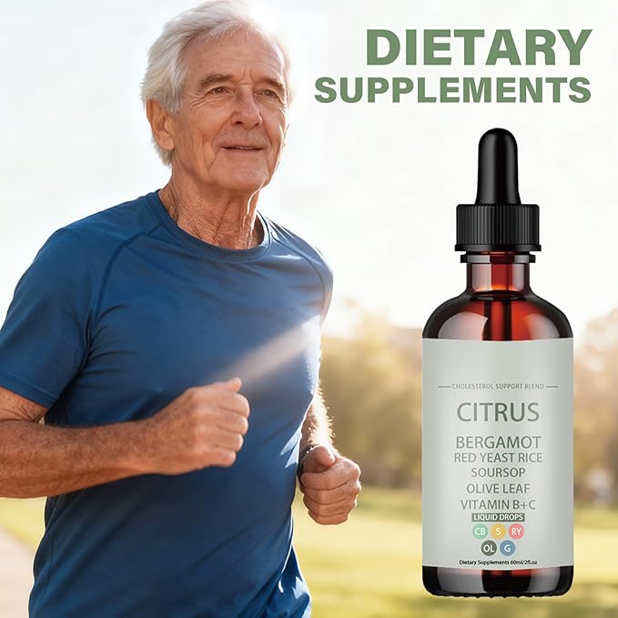 Red Yeast Rice DropsCholesterol Support Blend with Citrus Bergamot Red Yeast Rice Soursop Olive Leaf Vitamin B+CNon-GMO Natural Vegan 2 fl oz Dietary Supplement (Pack of 2)